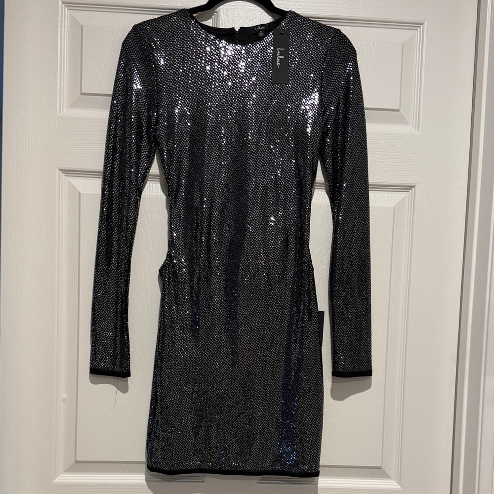 Lulu's Black Sequin Long-Sleeve Mini Dress